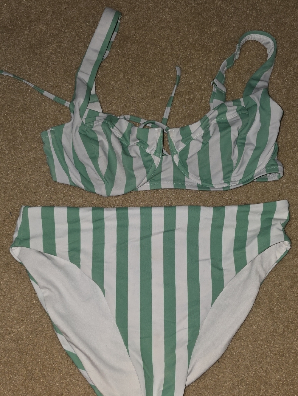 Victoria's Secret Mint and White Striped Bikini Top